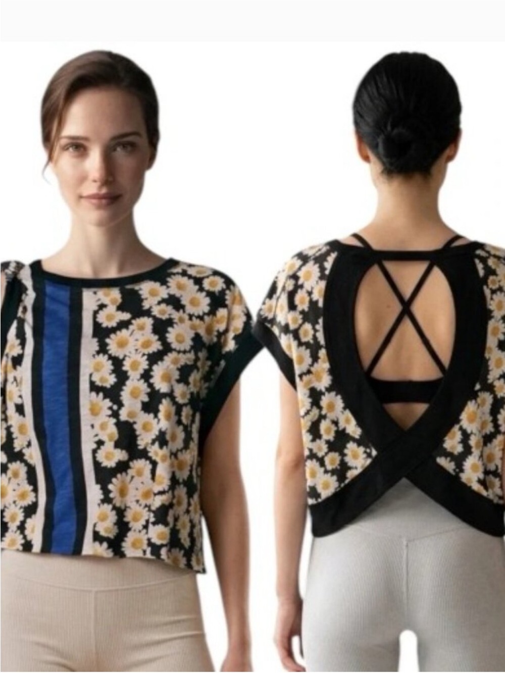 NWT❤️S Fp movement Free People my time tee print in a daisy black combo